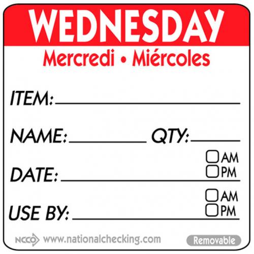 Removable Labels - Wednesday - Item - Date - Use By - DateIt&#8482; - Square - 5cm (2&quot;)