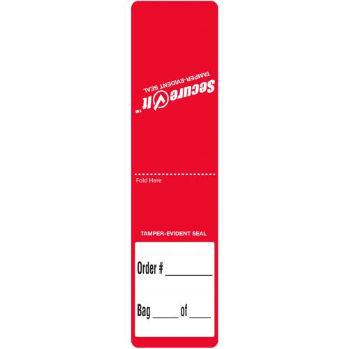 Permanent Labels - Tamper-Evident Seal - SecureIt&#8482; - White on Red - 3.8x15cm (1.5x6&quot;)