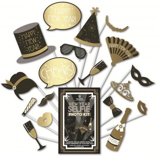 Selfie Photo Kit - New Year - Black & Gold