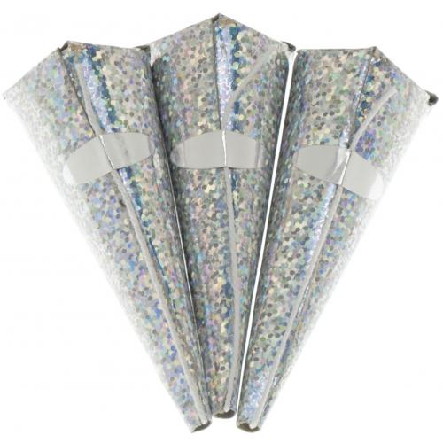 Holographic Cone Party Poppers - Silver