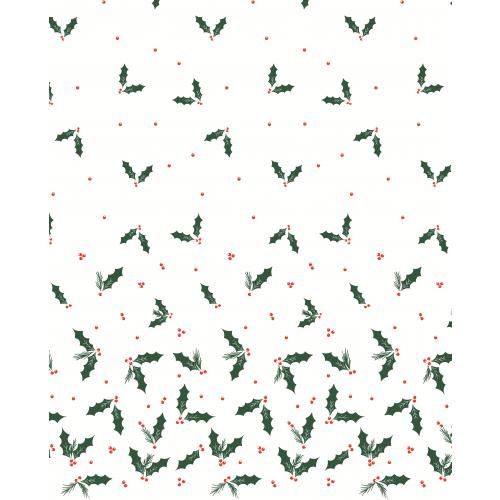 Festive Table Cover - Wipeable - Swansilk - Jolly Holly - Square - 120cm