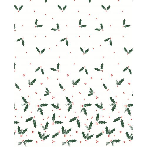Festive Tablecover Roll - Embossed Paper - Jolly Holly - 25m (82&#39;)
