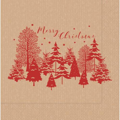 Festive Lunch Napkin - Calgary - Kraft - 4 Fold - 2 ply - 33cm