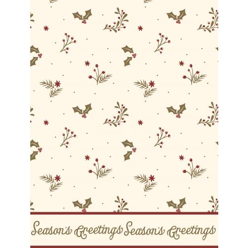 Festive Table Cover - Airlaid - Burgundy Season&#39;s Greetings - Square - 120cm