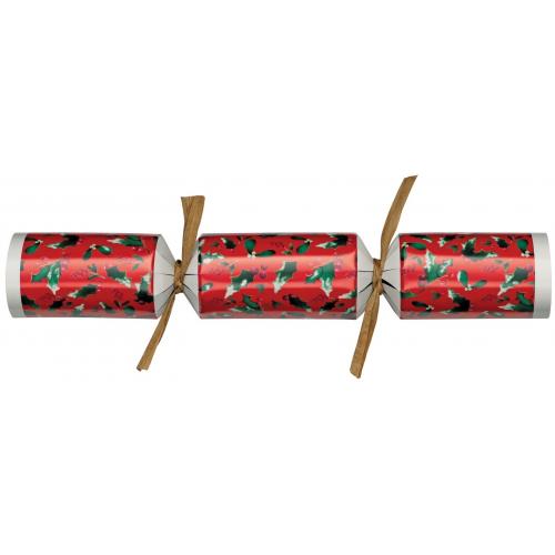 Crackers - Red & White Holly - Mixed Pack - Recyclable - 25.4cm (10&quot;)