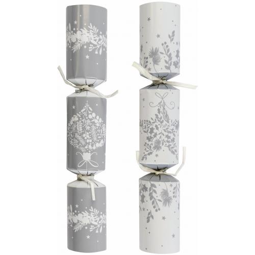 Crackers - Silver and White Bauble - Mixed Pack - 25.4cm (10&quot;)