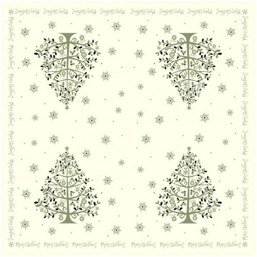 Festive Lunch Napkin - Printed Cream and Gold - 3 ply- 33cm Square