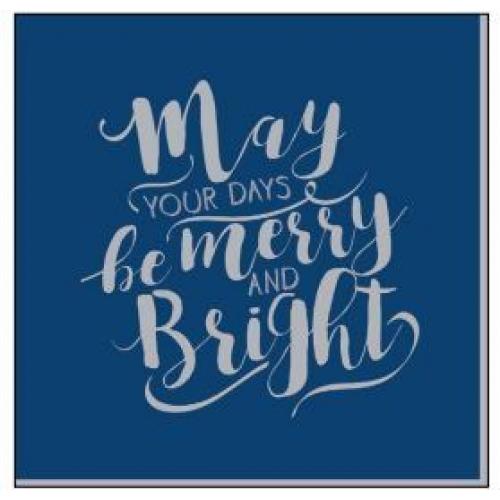 Festive Dinner Napkin - Airlaid - Navy and Printed Silver Text - 40cm